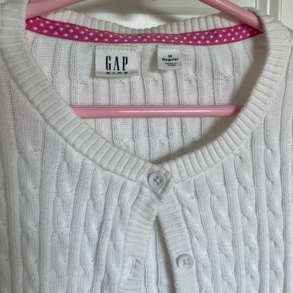 Gap Kids Girl White Cable Knit Button Down Sweater size M 1st Communion - Picture 3 of 7